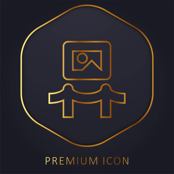 Museu de arte linha dourada logotipo premium ou ícone - Vetor, Imagem
