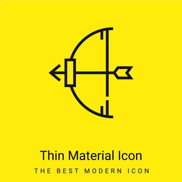 Tiro con arco mínimo icono de material amarillo brillante - Vector, Imagen