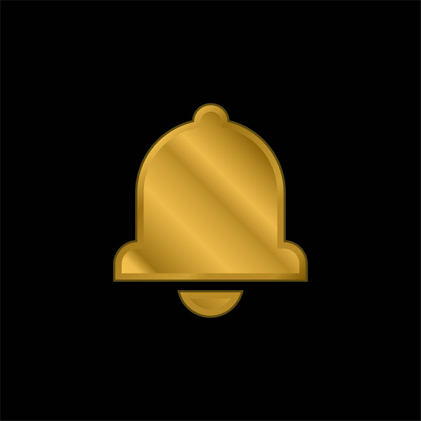 Símbolo de alarma de oro Negro Bell plateado icono metálico o logo vector - Vector, Imagen
