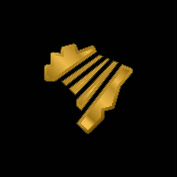 Brasil chapado en oro icono metálico o logo vector - Vector, Imagen