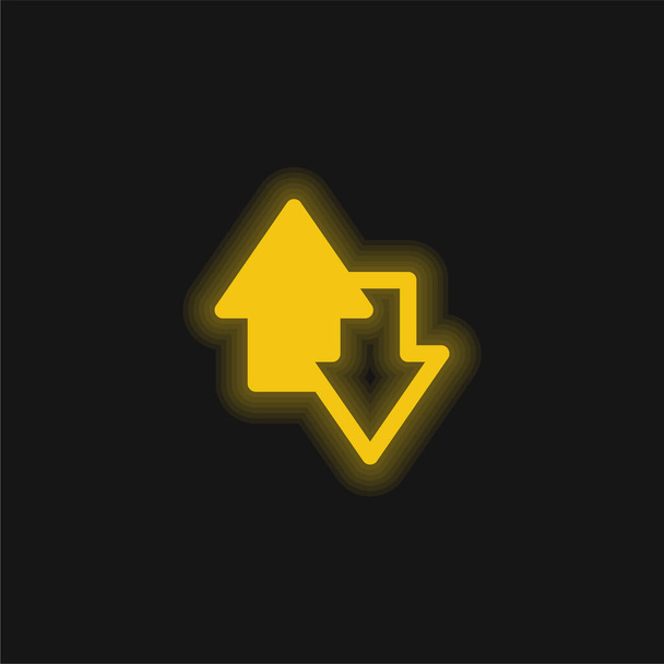 Nuolet keltainen hehkuva neon kuvake - Vektori, kuva