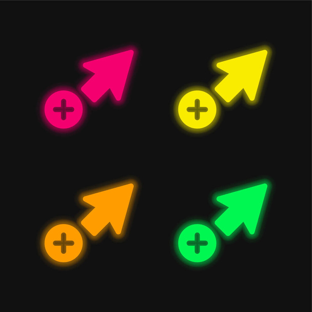 Add Pointer four color glowing neon vector icon - Vector, Image