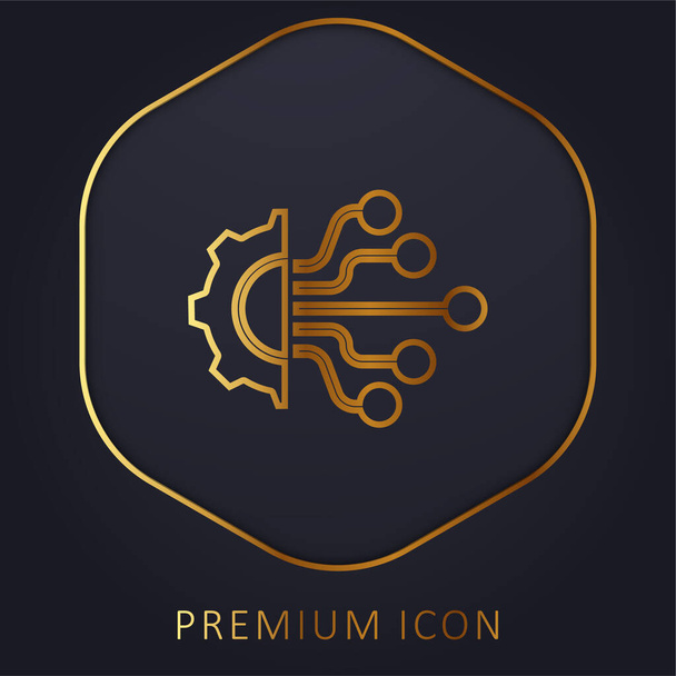 Mesterséges intelligencia arany vonal prémium logó vagy ikon - Vektor, kép