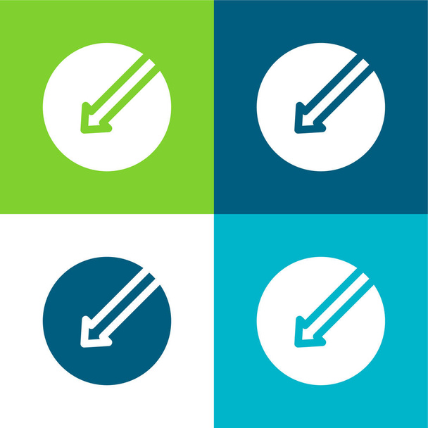 Flecha izquierda plana de cuatro colores mínimo icono conjunto - Vector, Imagen