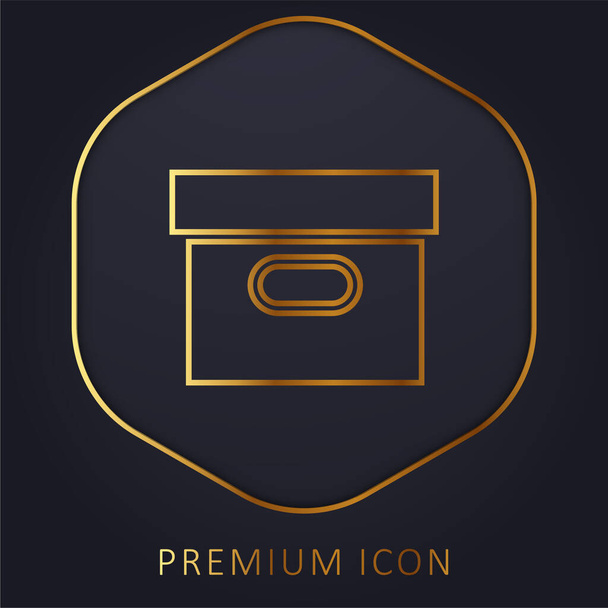 Box Covered golden line premium logo or icon - Vector, Image