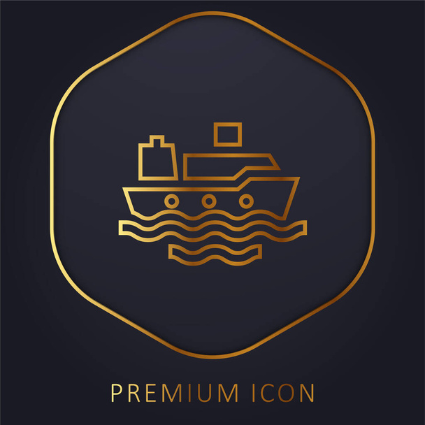 Σκάφος χρυσή γραμμή πριμοδότηση λογότυπο ή εικονίδιο - Διάνυσμα, εικόνα