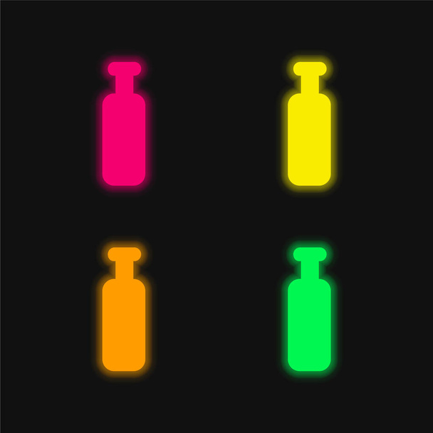 ボトルブラックシルエット4色輝くネオンベクトルアイコン - ベクター画像