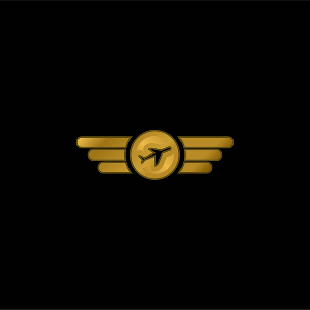 Авіакомпанія Логотип Золотий металевий значок або вектор логотипу
 - Вектор, зображення