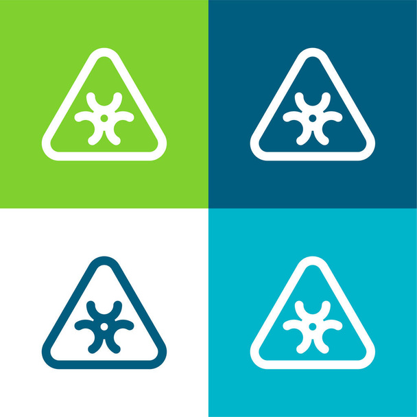 Biohazard Flat four color minimal icon set - Vector, Image