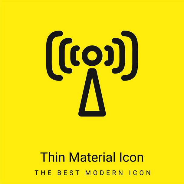 Símbolo de sinal de antena ícone de material amarelo brilhante mínimo - Vetor, Imagem