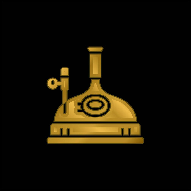 Cervejaria banhado a ouro ícone metálico ou vetor logotipo - Vetor, Imagem