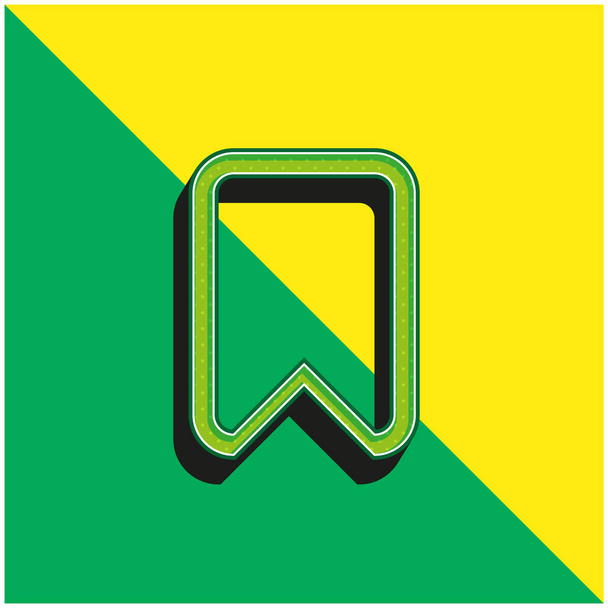 Bladwijzer Outlined Interface Symbool Groen en geel modern 3D vector pictogram logo - Vector, afbeelding