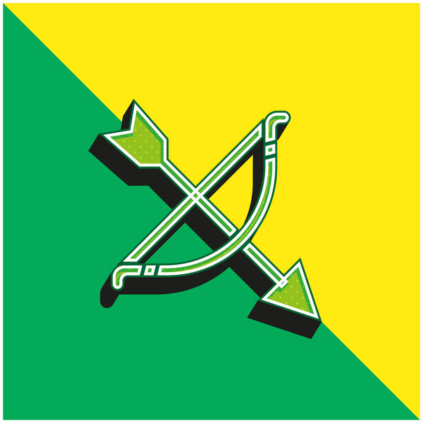 Bogenschießen Grünes und gelbes modernes 3D-Vektor-Symbol-Logo - Vektor, Bild