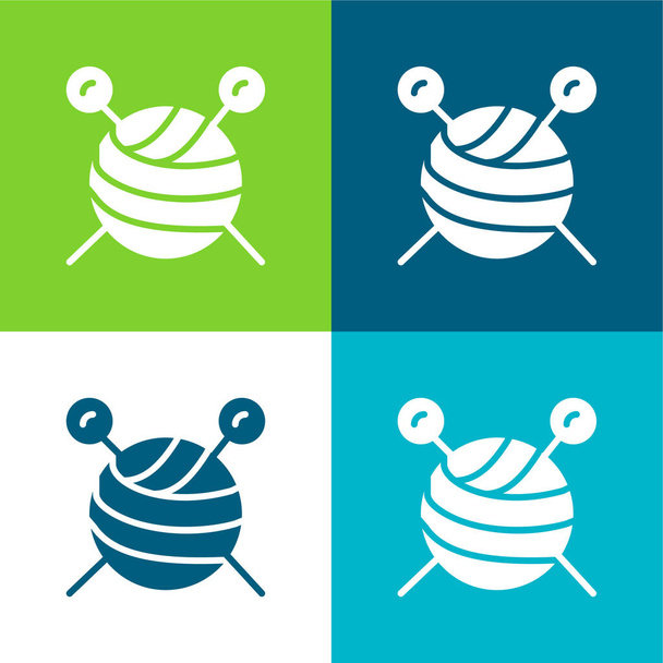 Ball Of Wool Set icona minimale piatto di quattro colori - Vettoriali, immagini