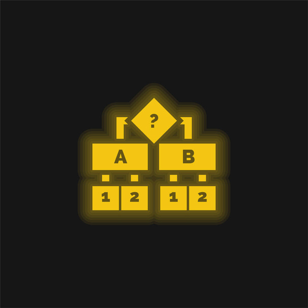 Algoritmi keltainen hehkuva neon kuvake - Vektori, kuva