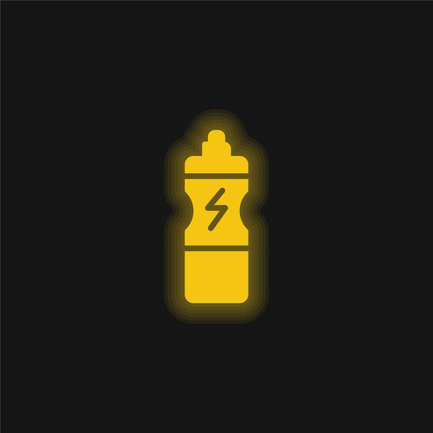 Bottle yellow glowing neon icon - Vector, Image