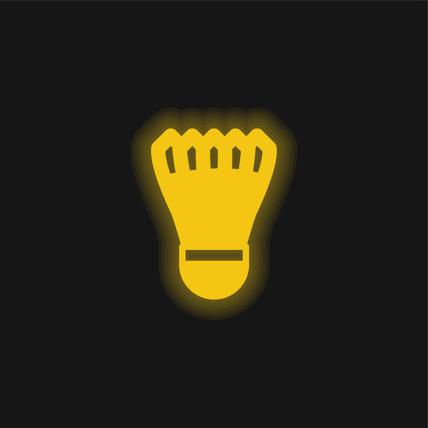 Sulkapallo keltainen hehkuva neon kuvake - Vektori, kuva