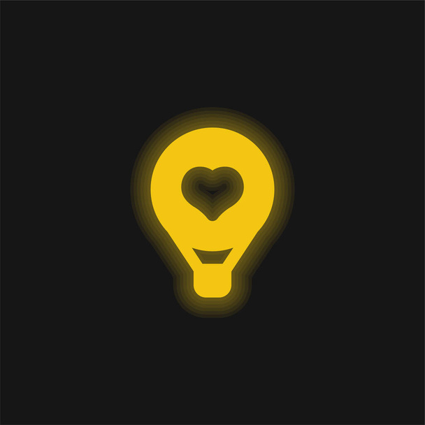 Повітряна куля жовта сяюча неонова іконка
 - Вектор, зображення