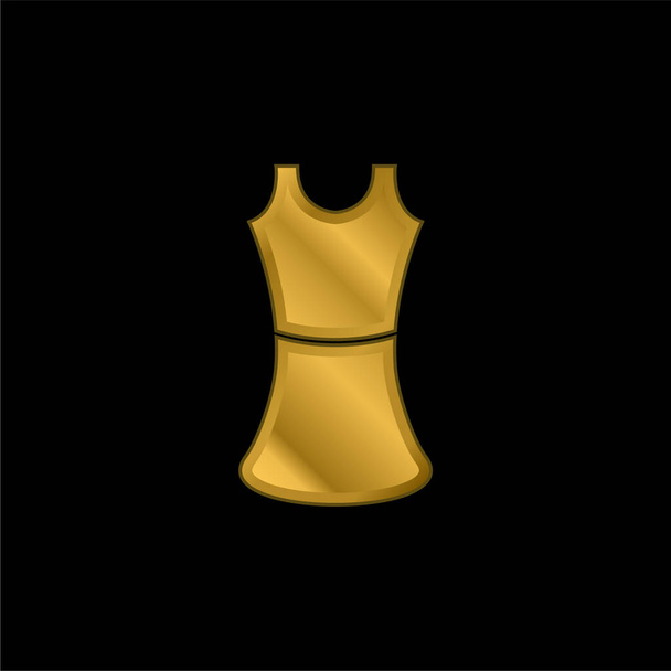 Preto Feminino Vestido banhado a ouro ícone metálico ou vetor logotipo - Vetor, Imagem