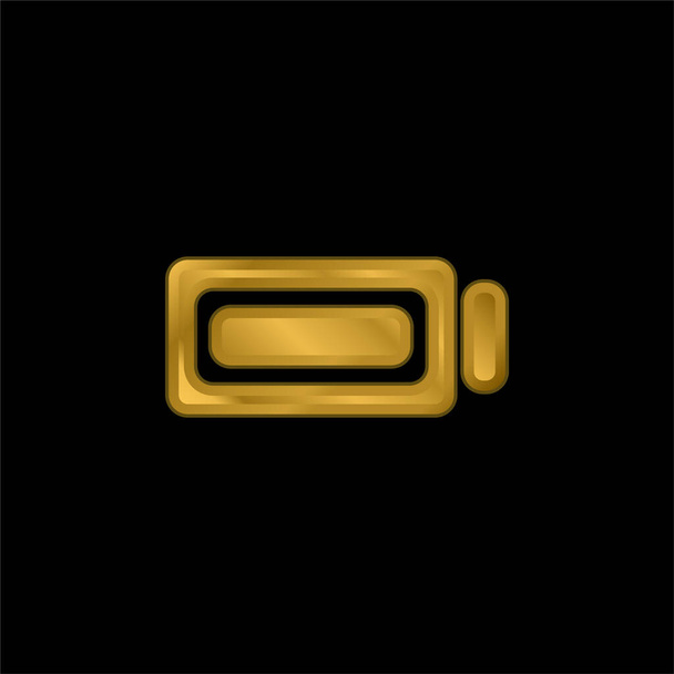 Batería de carga completa chapado en oro icono metálico o vector de logotipo - Vector, imagen