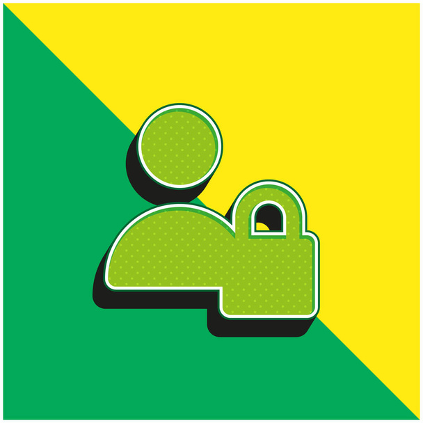Blokk Zöld és sárga modern 3D vektor ikon logó - Vektor, kép