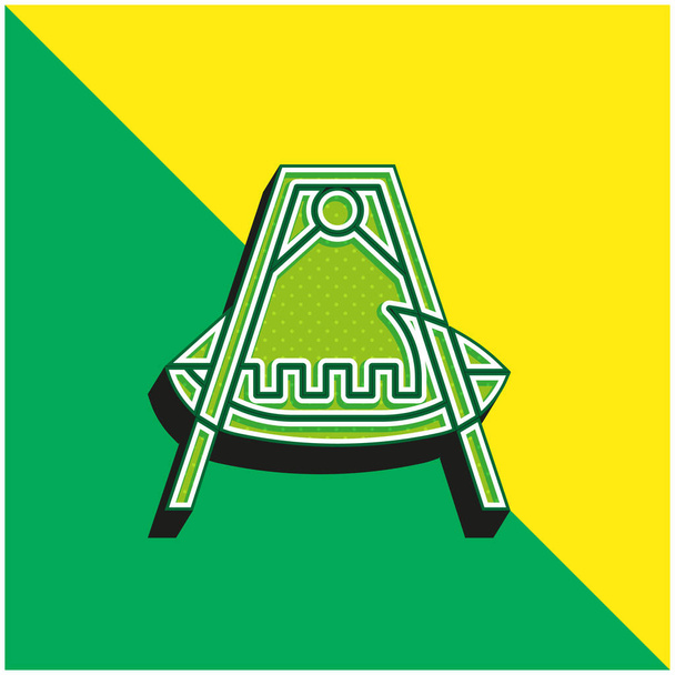 Лодка Зеленый и желтый современный трехмерный векторный логотип - Вектор,изображение