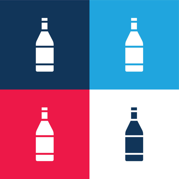 Palack kék és piros négy szín minimális ikon készlet - Vektor, kép