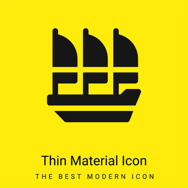 Bateau minimal jaune vif icône matérielle - Vecteur, image