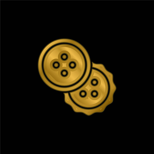 Botton banhado a ouro ícone metálico ou vetor logotipo - Vetor, Imagem
