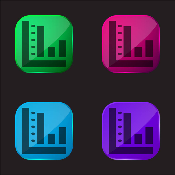 Panel Graf čtyři barvy skleněné tlačítko ikona - Vektor, obrázek
