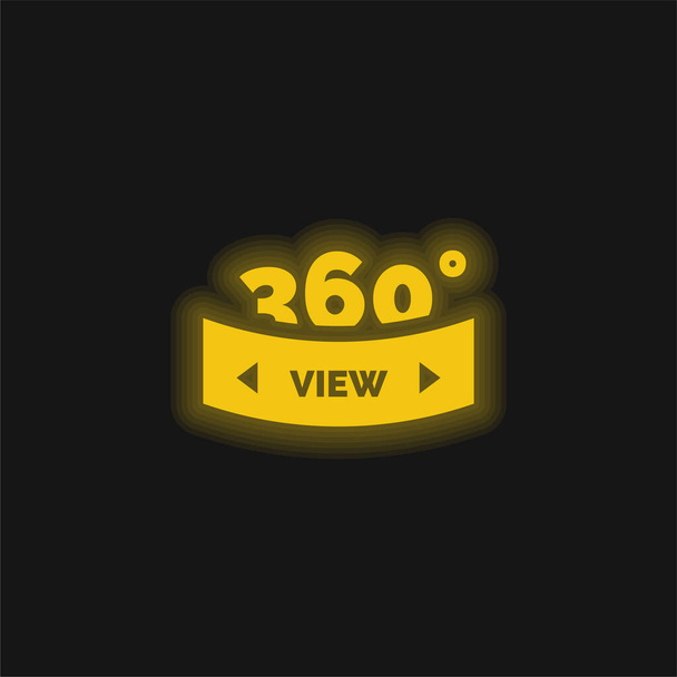 360 žlutá zářící neonová ikona - Vektor, obrázek