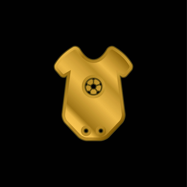 Ropa de bebé Onesie con Star Design chapado en oro icono metálico o logo vector - Vector, imagen
