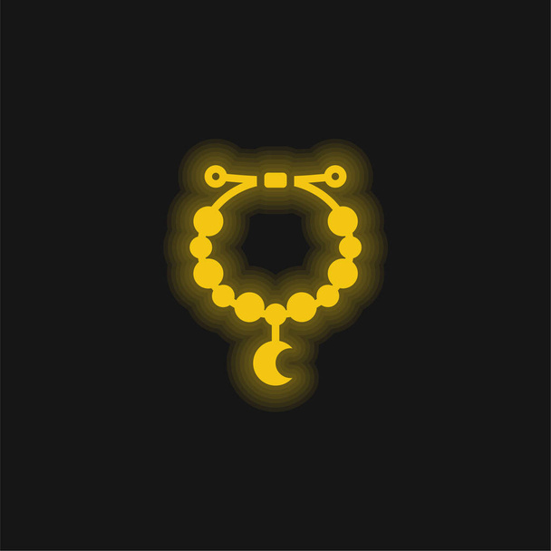 armband geel gloeiende neon icoon - Vector, afbeelding