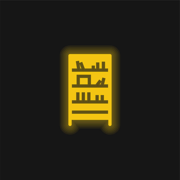 Ícone de néon brilhante amarelo estante - Vetor, Imagem
