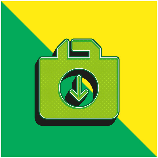 Laukku Vihreä ja keltainen moderni 3d vektori kuvake logo - Vektori, kuva