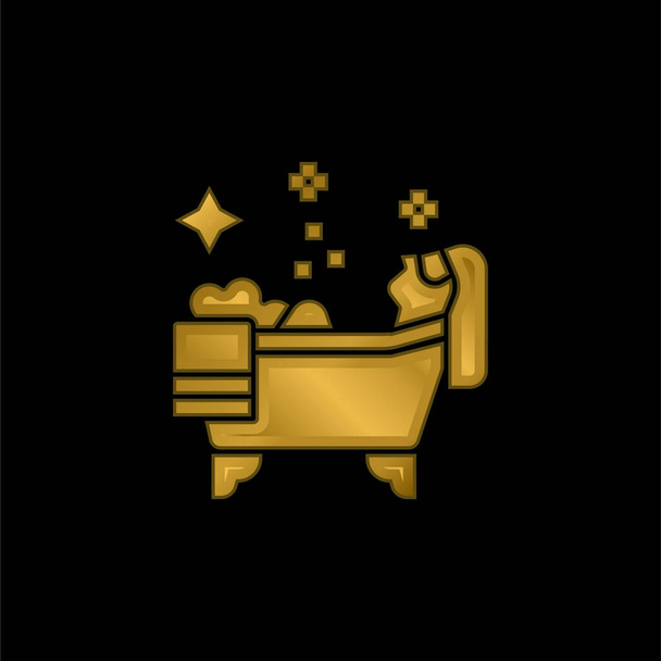Bathtub gold plated metalic icon or logo vector - Vector, Image