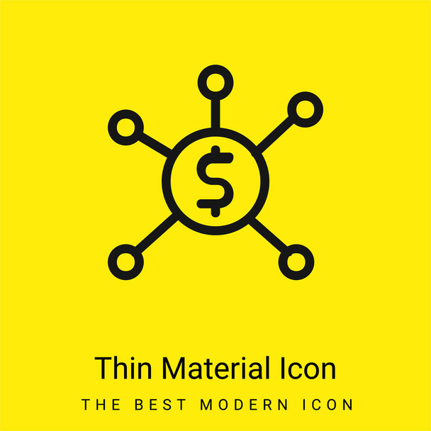 Banca mínimo icono de material amarillo brillante - Vector, imagen