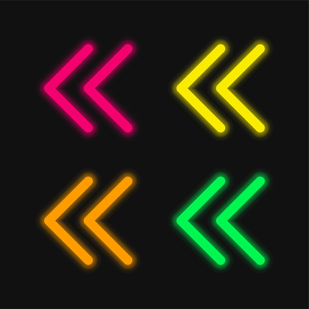 Icône vectorielle néon rayonnante arrière à quatre couleurs - Vecteur, image
