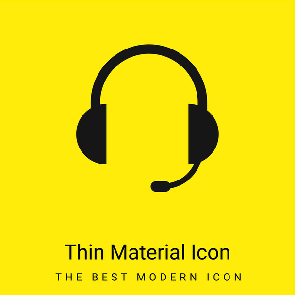 Audio-Headset von Auricularen mit Mikrofon im Lieferumfang enthalten minimale leuchtend gelbe Material-Symbol - Vektor, Bild