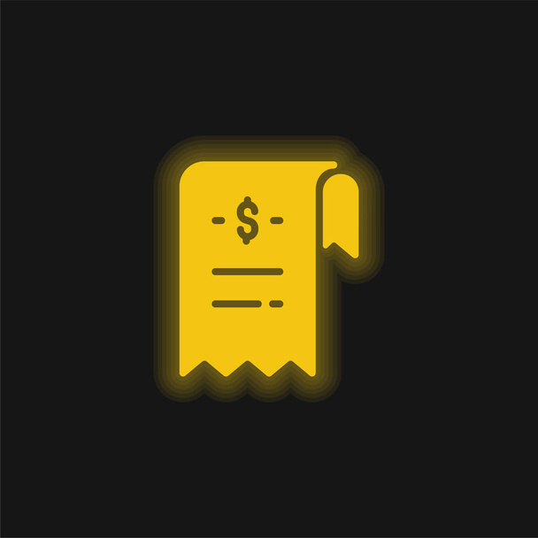Bill sárga izzó neon ikon - Vektor, kép