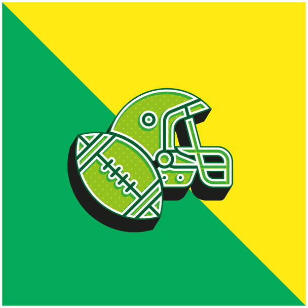 Американский футбол Зеленый и желтый современный 3d векторный логотип - Вектор,изображение