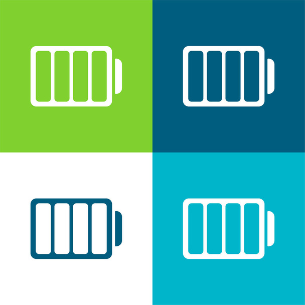 Bateria com quatro divisões vazias Conjunto de ícones mínimos de quatro cores plano - Vetor, Imagem