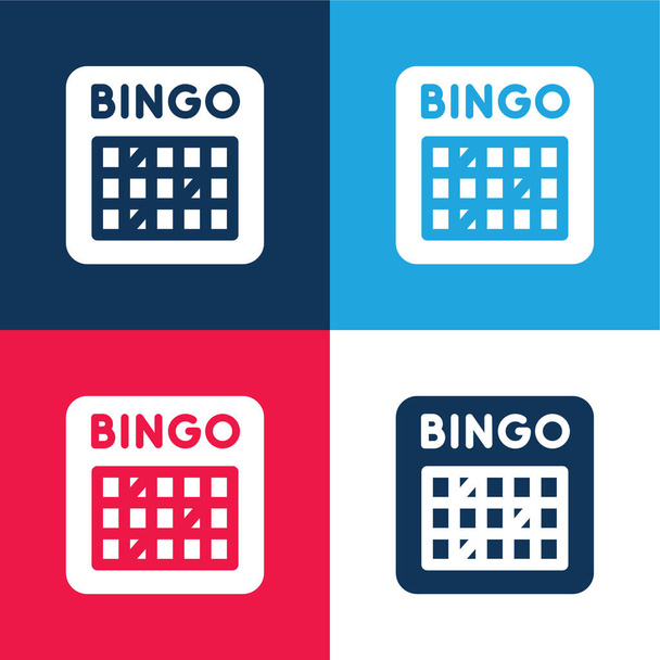Bingo blue and red four color minimal icon set - Vector, Image