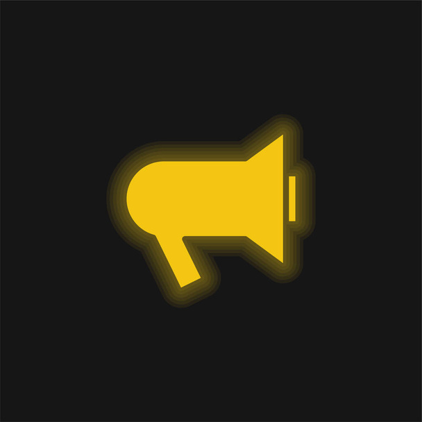 Fekete kéz hangszóró sárga izzó neon ikon - Vektor, kép