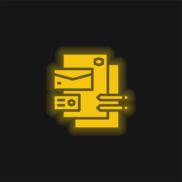 黄色の輝くネオンアイコンのブランディング - ベクター画像