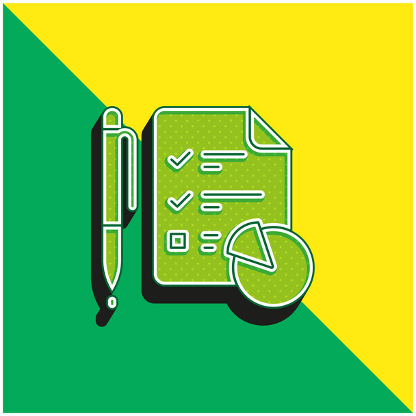Analytics Zelené a žluté moderní 3D vektorové logo - Vektor, obrázek