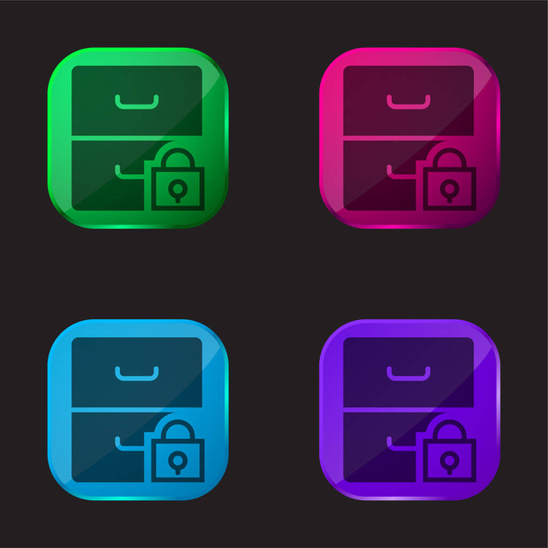 Αρχείο τέσσερις εικονίδιο κουμπί γυαλί χρώμα - Διάνυσμα, εικόνα