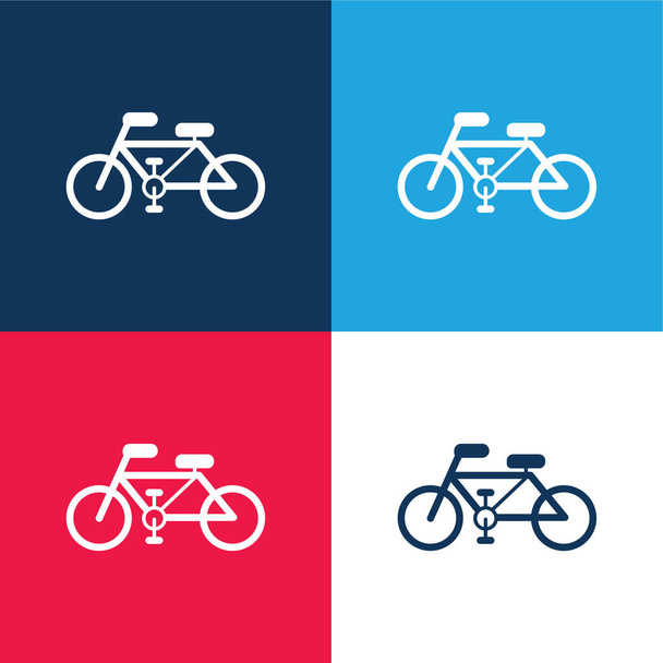 Велосипед Екологічний транспорт синьо-червоний чотирикольоровий мінімальний набір піктограм
 - Вектор, зображення