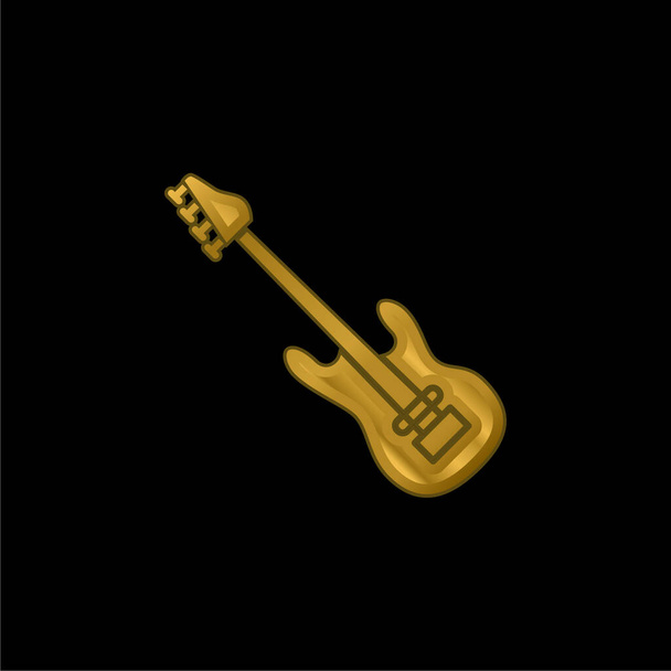 Basszus gitár aranyozott fém ikon vagy logó vektor - Vektor, kép