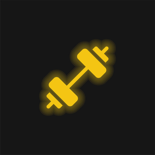 Barbell yellow glowing neon icon - Vector, Image